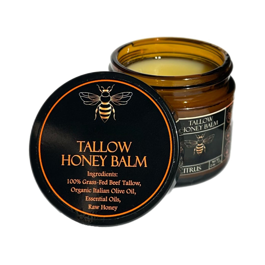 Honey Tallow Balm – Organic Beef Tallow & Raw Honey Moisturizer for Dry Skin, 2oz - ElevateHealthTech