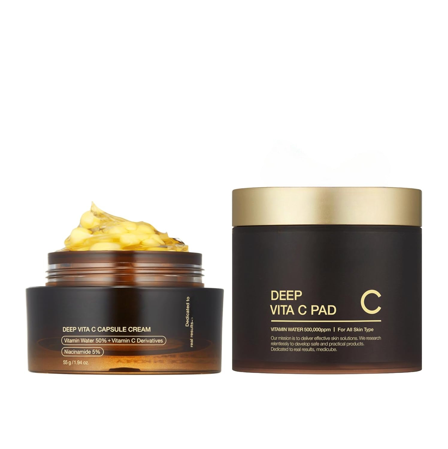 GlowRefine Vitamin C Duo – Brightening Facial Pads + Capsule Cream for Uneven Skin Texture & Dark Spots - ElevateHealthTech