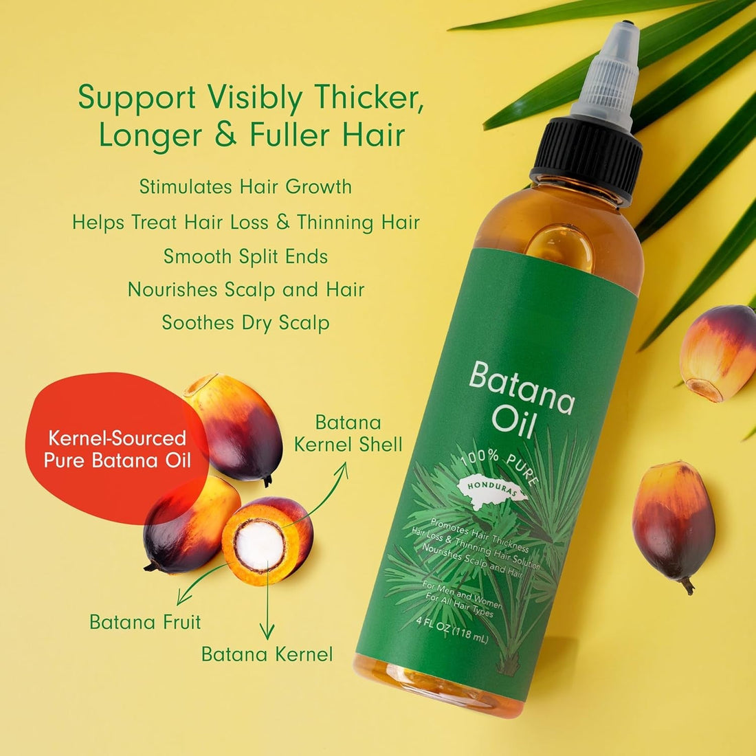 100% Pure Batana Oil from Honduras – Natural Hair Growth & Repair Treatment (4oz)