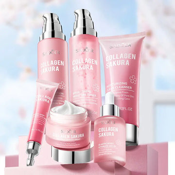 Sakura Collagen Hydrating Skincare Set – Korean Glow Routine for Deep Moisture & Radiance