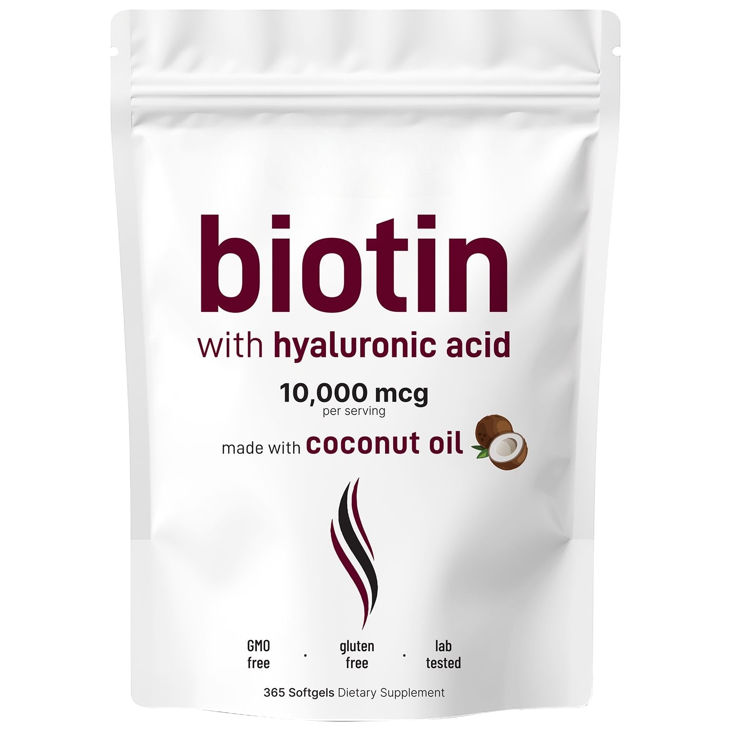 Biotin with Hyaluronic Acid – 365 Softgels for Hair & Skin