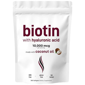 Biotin with Hyaluronic Acid – 365 Softgels for Hair & Skin